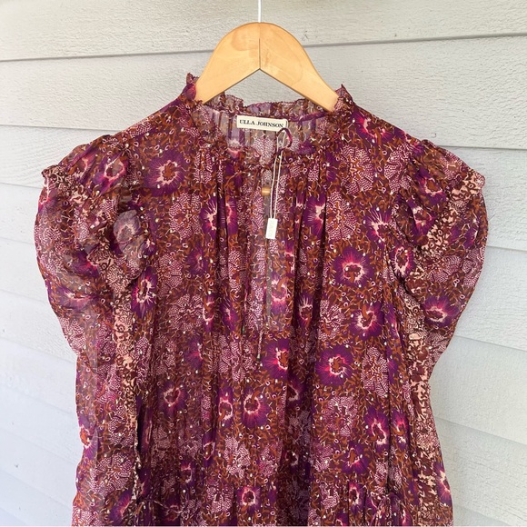 Ulla Johnson Silk Dress Midi Alessandro Floral  US 4 New - Picture 3 of 10